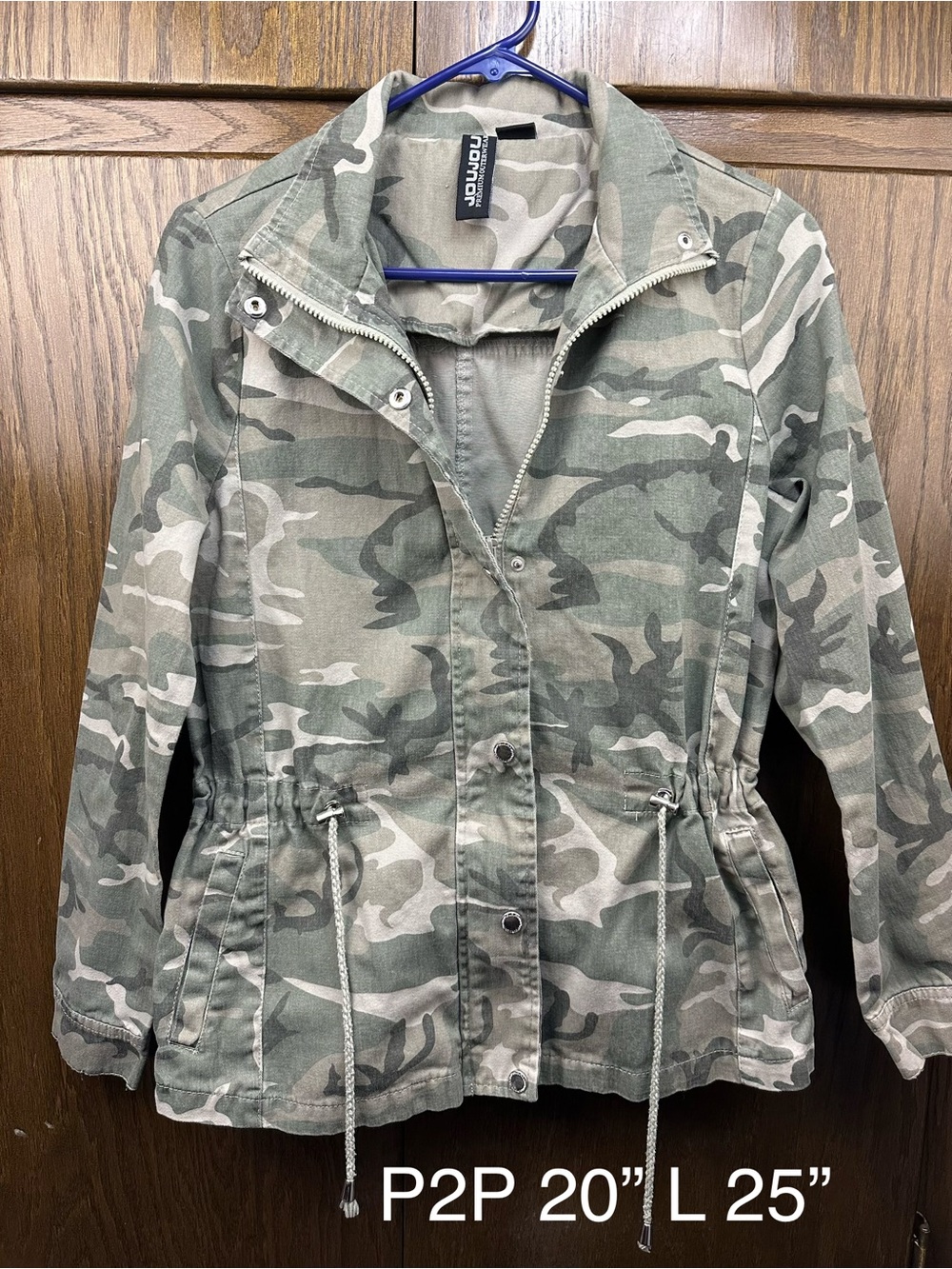 Jou Jou Green Camo Drawstring Utility Jacket